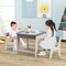 Kids Activity Table and Chair Set with Storage Grey Wooden Play Table with Double-Sided Top